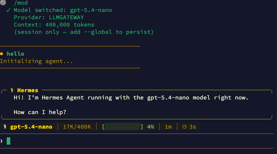 Switching to GPT-5.4-nano via LLM Gateway