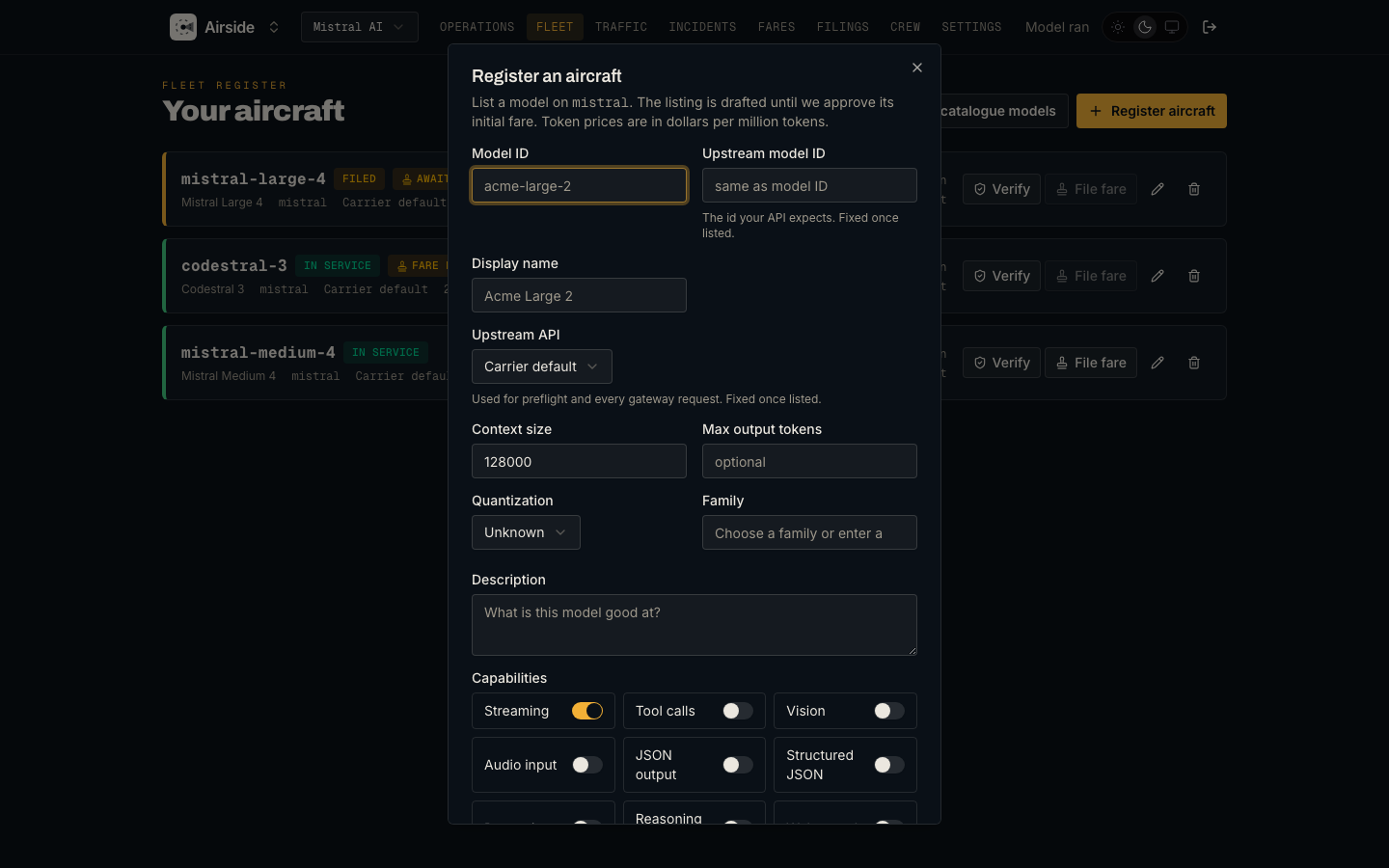Register an aircraft