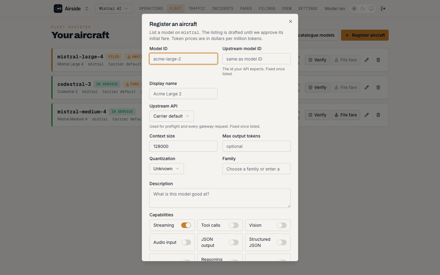 Register an aircraft